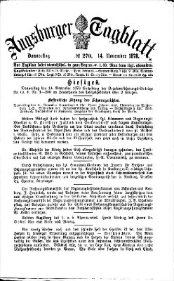 Augsburger Tagblatt Donnerstag 14. November 1878