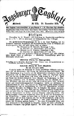 Augsburger Tagblatt Mittwoch 20. November 1878