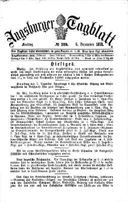 Augsburger Tagblatt Freitag 6. Dezember 1878