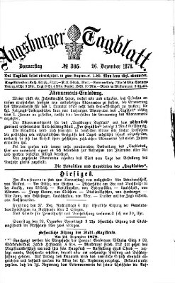 Augsburger Tagblatt Donnerstag 26. Dezember 1878