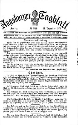 Augsburger Tagblatt Freitag 27. Dezember 1878