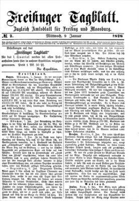 Freisinger Tagblatt (Freisinger Wochenblatt) Mittwoch 9. Januar 1878