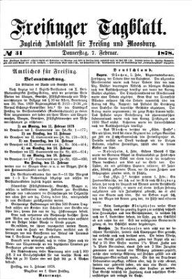 Freisinger Tagblatt (Freisinger Wochenblatt) Donnerstag 7. Februar 1878