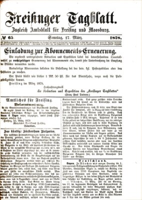 Freisinger Tagblatt (Freisinger Wochenblatt) Sonntag 17. März 1878