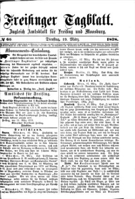 Freisinger Tagblatt (Freisinger Wochenblatt) Dienstag 19. März 1878