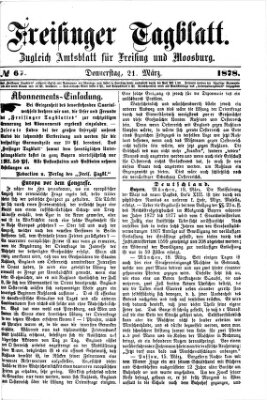 Freisinger Tagblatt (Freisinger Wochenblatt) Donnerstag 21. März 1878