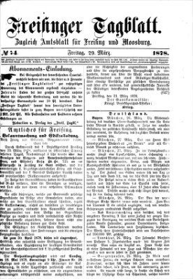 Freisinger Tagblatt (Freisinger Wochenblatt) Freitag 29. März 1878