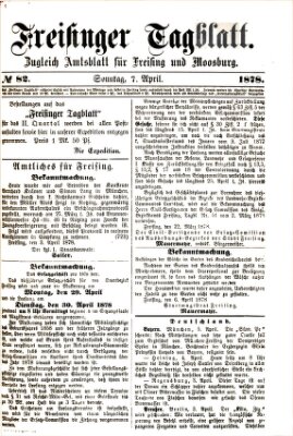 Freisinger Tagblatt (Freisinger Wochenblatt) Sonntag 7. April 1878