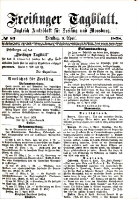 Freisinger Tagblatt (Freisinger Wochenblatt) Dienstag 9. April 1878