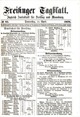 Freisinger Tagblatt (Freisinger Wochenblatt) Donnerstag 11. April 1878