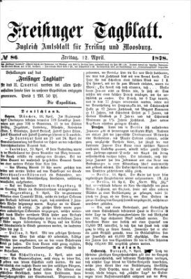 Freisinger Tagblatt (Freisinger Wochenblatt) Freitag 12. April 1878