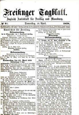 Freisinger Tagblatt (Freisinger Wochenblatt) Donnerstag 18. April 1878