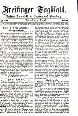 Freisinger Tagblatt (Freisinger Wochenblatt) Donnerstag 1. August 1878