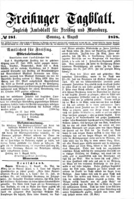 Freisinger Tagblatt (Freisinger Wochenblatt) Sonntag 4. August 1878