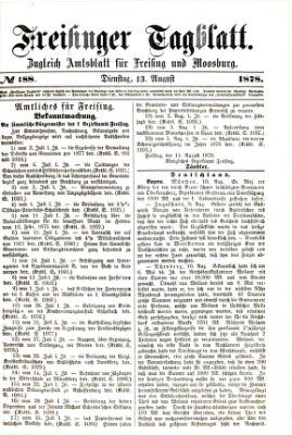 Freisinger Tagblatt (Freisinger Wochenblatt) Dienstag 13. August 1878