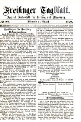 Freisinger Tagblatt (Freisinger Wochenblatt) Mittwoch 14. August 1878