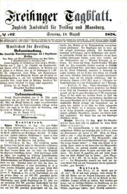 Freisinger Tagblatt (Freisinger Wochenblatt) Sonntag 18. August 1878