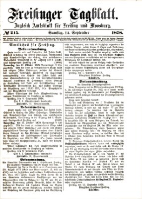 Freisinger Tagblatt (Freisinger Wochenblatt) Samstag 14. September 1878