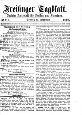 Freisinger Tagblatt (Freisinger Wochenblatt) Sonntag 15. September 1878