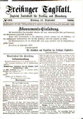 Freisinger Tagblatt (Freisinger Wochenblatt) Sonntag 22. September 1878