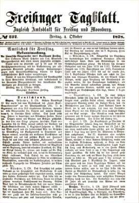 Freisinger Tagblatt (Freisinger Wochenblatt) Freitag 4. Oktober 1878