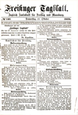 Freisinger Tagblatt (Freisinger Wochenblatt) Donnerstag 17. Oktober 1878