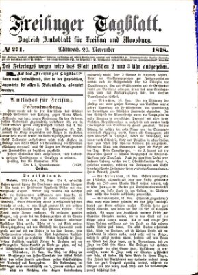 Freisinger Tagblatt (Freisinger Wochenblatt) Mittwoch 20. November 1878