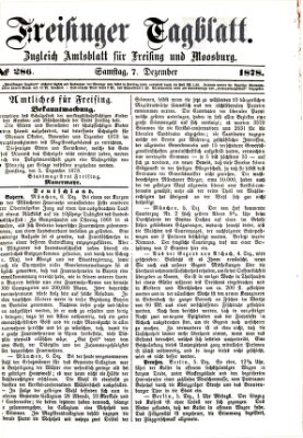 Freisinger Tagblatt (Freisinger Wochenblatt) Samstag 7. Dezember 1878