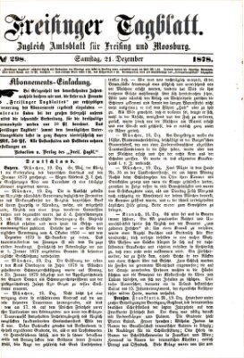 Freisinger Tagblatt (Freisinger Wochenblatt) Samstag 21. Dezember 1878