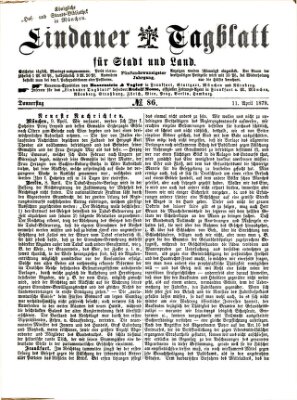 Lindauer Tagblatt für Stadt und Land Donnerstag 11. April 1878