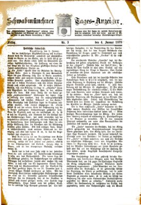 Schwabmünchner Tages-Anzeiger Freitag 4. Januar 1878