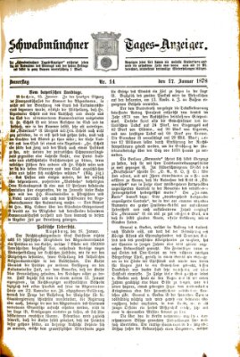 Schwabmünchner Tages-Anzeiger Donnerstag 17. Januar 1878