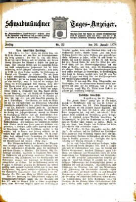 Schwabmünchner Tages-Anzeiger Samstag 26. Januar 1878