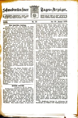 Schwabmünchner Tages-Anzeiger Dienstag 29. Januar 1878