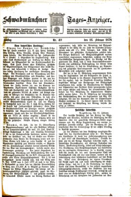 Schwabmünchner Tages-Anzeiger Samstag 16. Februar 1878