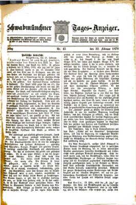 Schwabmünchner Tages-Anzeiger Freitag 22. Februar 1878