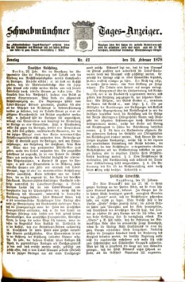 Schwabmünchner Tages-Anzeiger Sonntag 24. Februar 1878