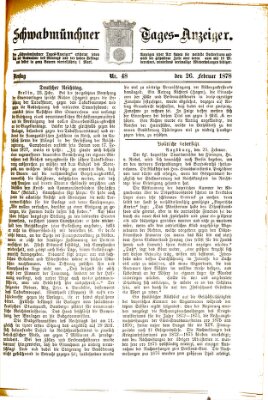 Schwabmünchner Tages-Anzeiger Dienstag 26. Februar 1878