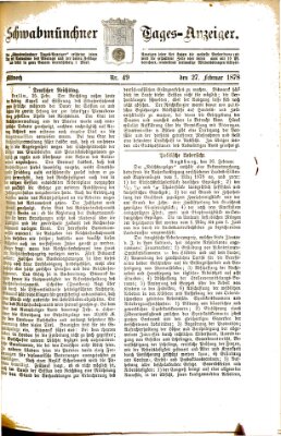 Schwabmünchner Tages-Anzeiger Mittwoch 27. Februar 1878