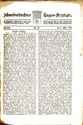 Schwabmünchner Tages-Anzeiger Donnerstag 7. März 1878