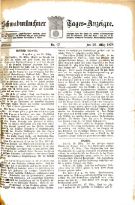 Schwabmünchner Tages-Anzeiger Mittwoch 20. März 1878