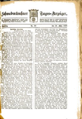 Schwabmünchner Tages-Anzeiger Donnerstag 21. März 1878