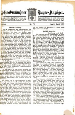 Schwabmünchner Tages-Anzeiger Mittwoch 3. April 1878