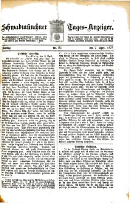 Schwabmünchner Tages-Anzeiger Sonntag 7. April 1878