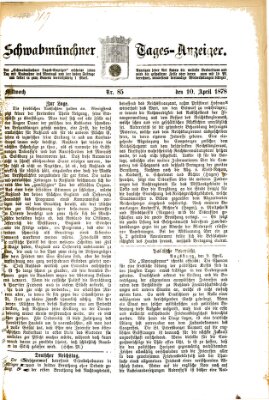 Schwabmünchner Tages-Anzeiger Mittwoch 10. April 1878