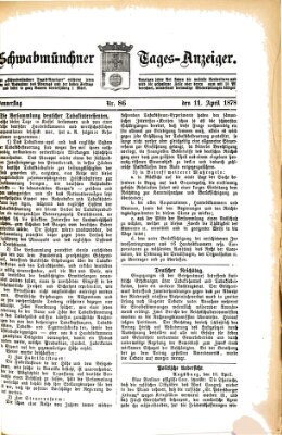 Schwabmünchner Tages-Anzeiger Donnerstag 11. April 1878