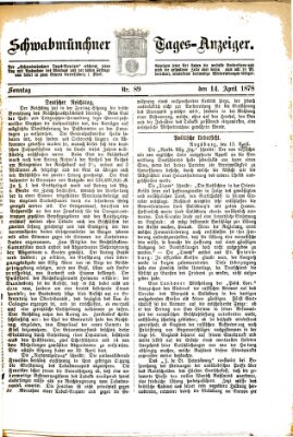 Schwabmünchner Tages-Anzeiger Sonntag 14. April 1878