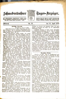 Schwabmünchner Tages-Anzeiger Mittwoch 17. April 1878