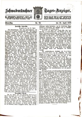 Schwabmünchner Tages-Anzeiger Donnerstag 25. April 1878