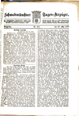 Schwabmünchner Tages-Anzeiger Donnerstag 16. Mai 1878